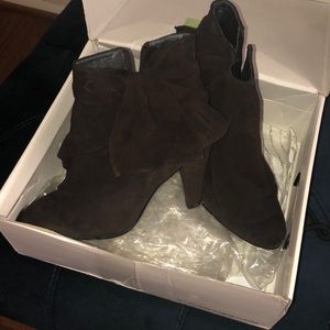 Suede Booties with a bowtie